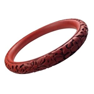 Vintage Chinese Cinnabar Hand Carved Bangle